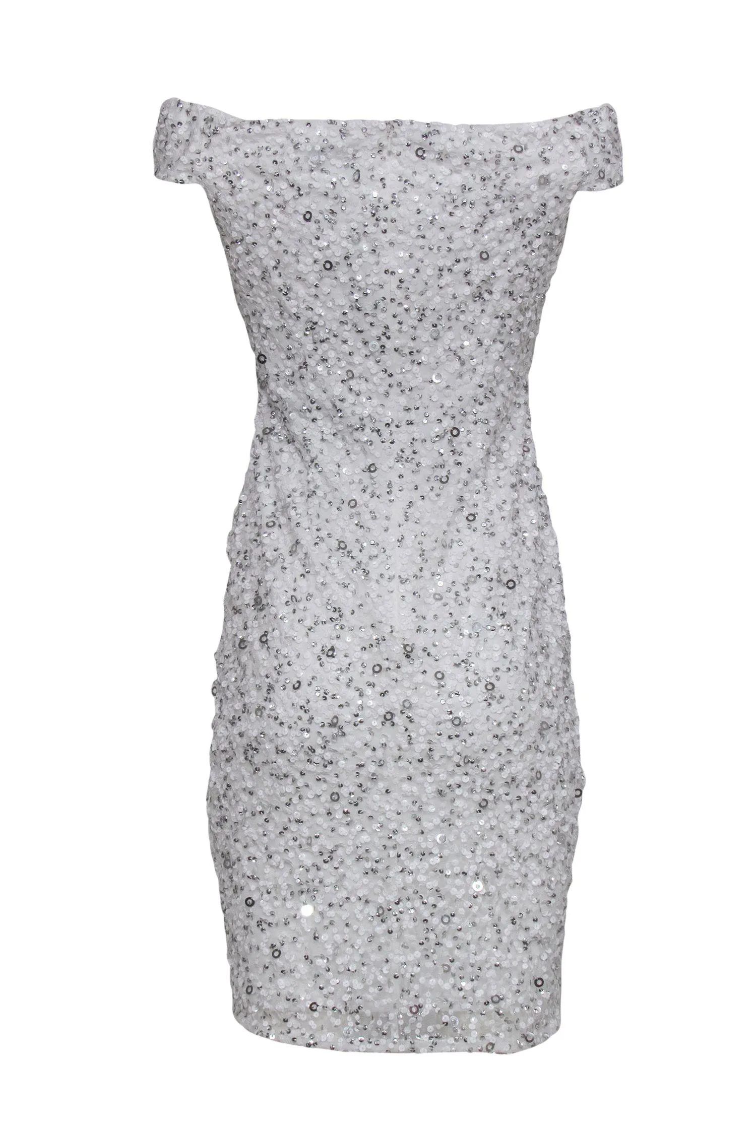 Adrianna Papell - White Sequin Off-the-Shoulder Bodycon Dress Sz 4