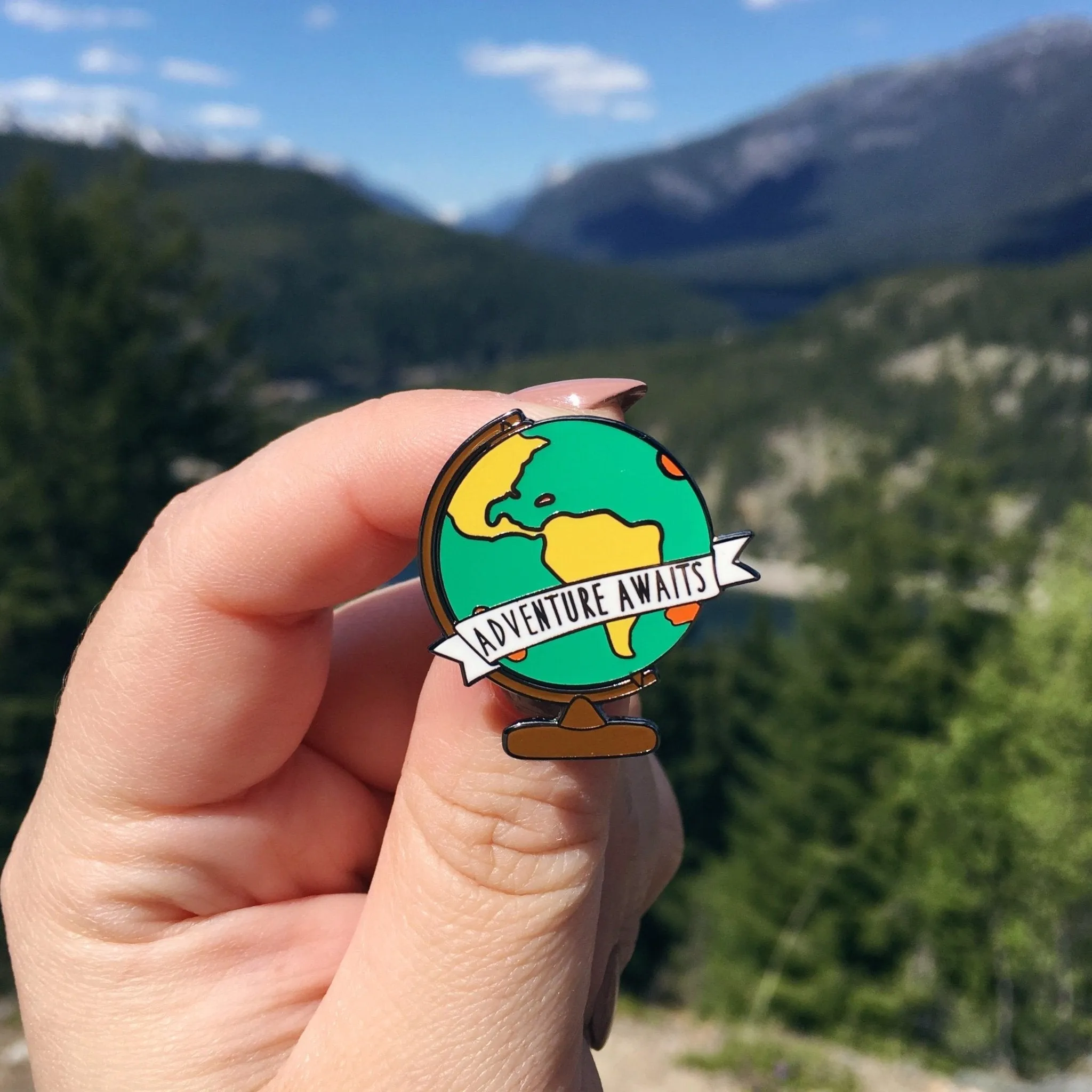 Adventure Awaits Globe Enamel Pin