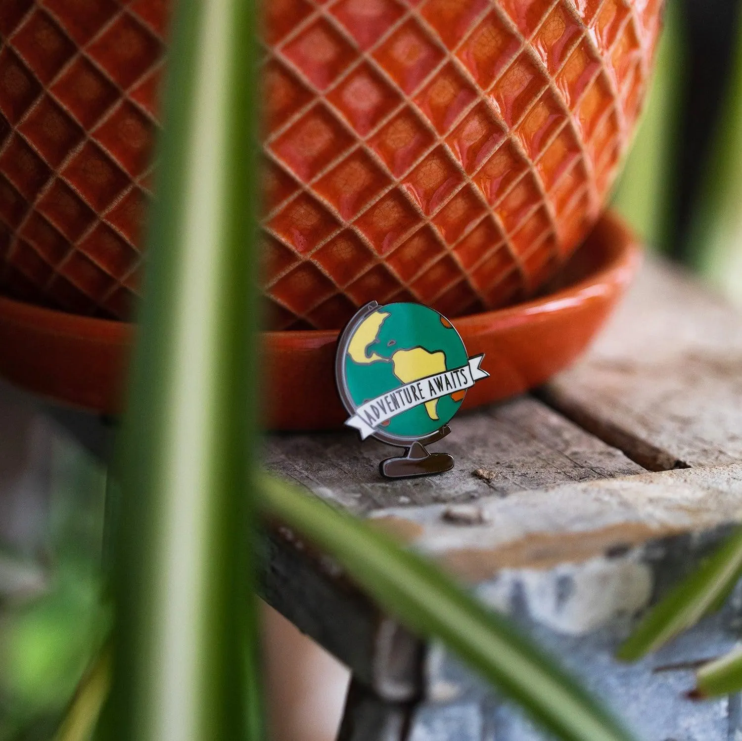 Adventure Awaits Globe Enamel Pin