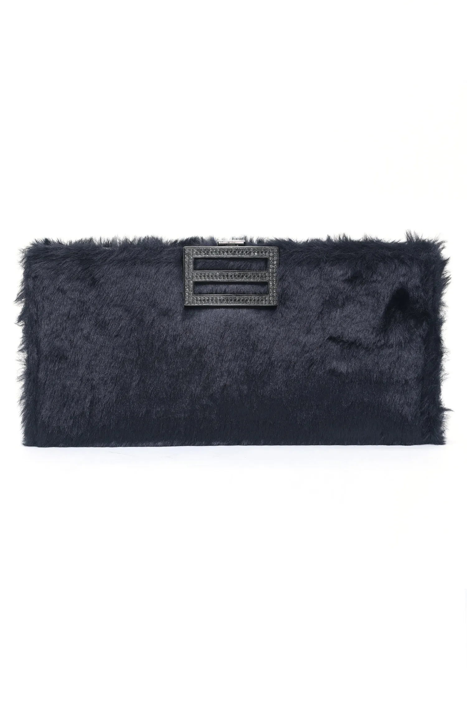 ALMAS FUR CLUTCH-BLACK