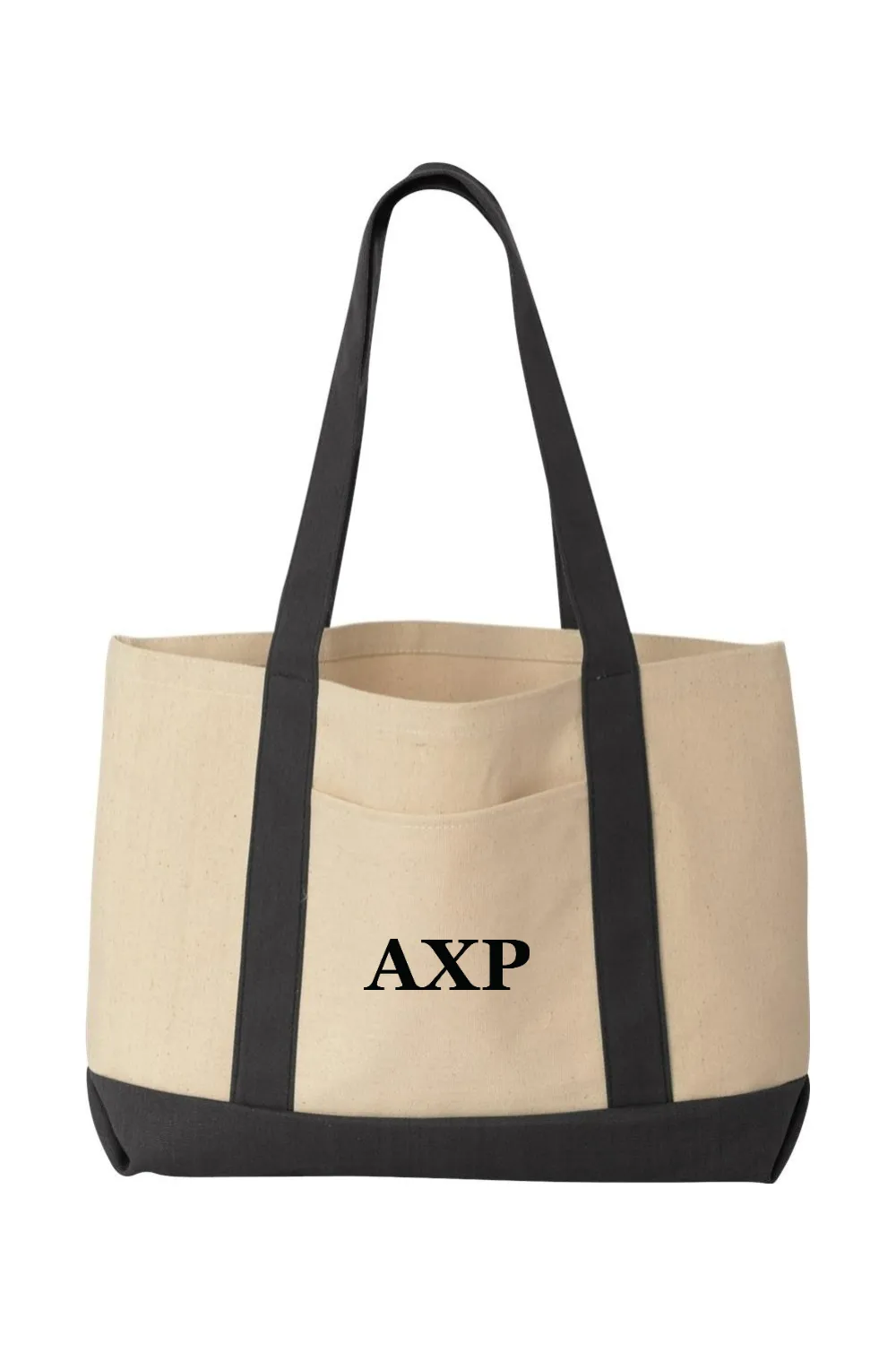 Alpha Chi Rho - Cotton Canvas Tote - Black Embroidered Letters