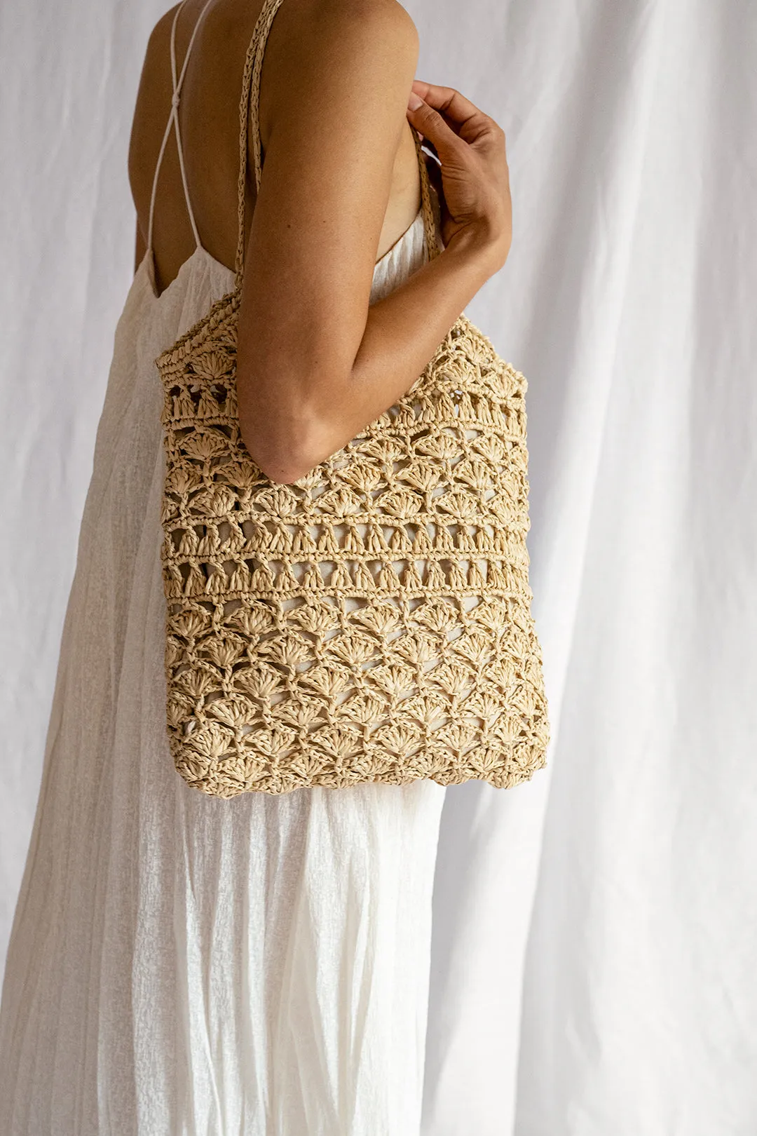 Anemone Crochet Raffia Tote