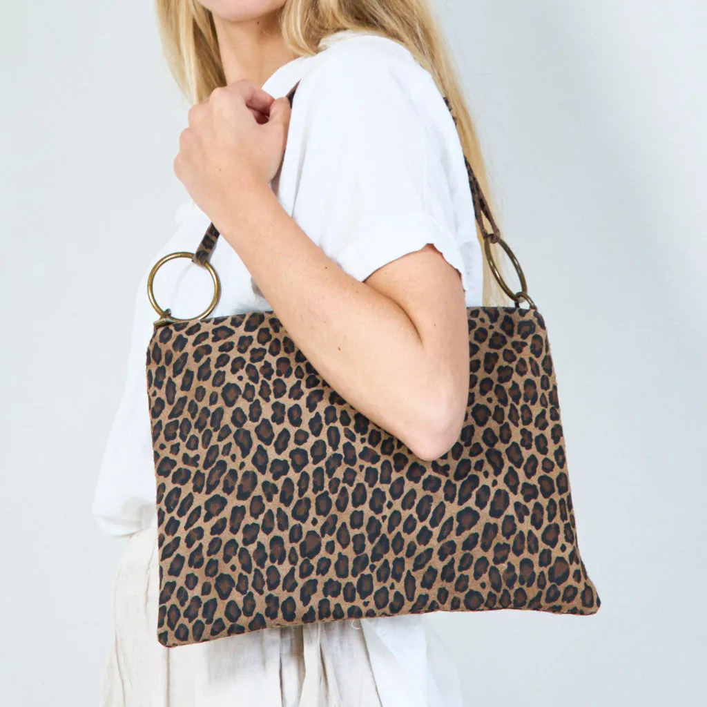 Animalier print canvas clutch bag wholesale