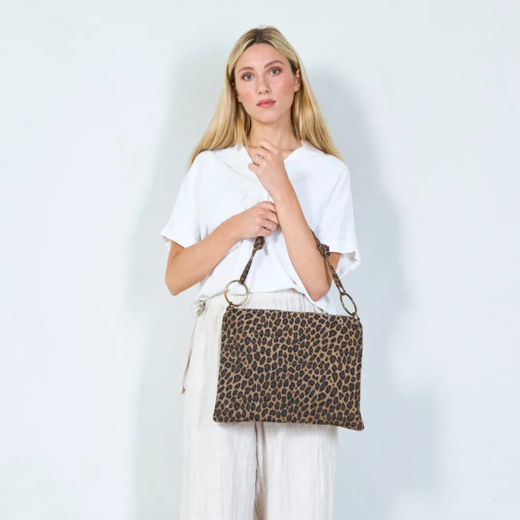 Animalier print canvas clutch bag wholesale