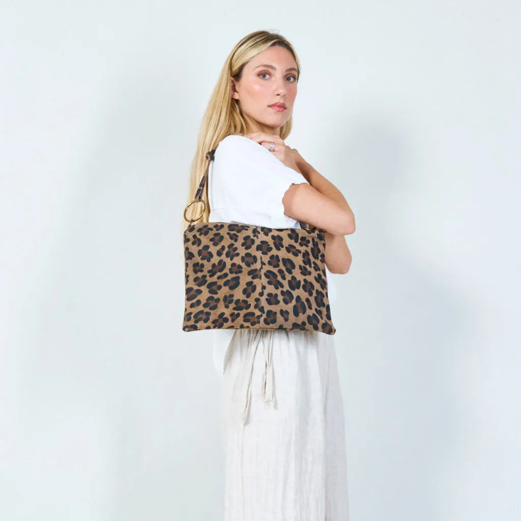 Animalier print canvas clutch bag wholesale