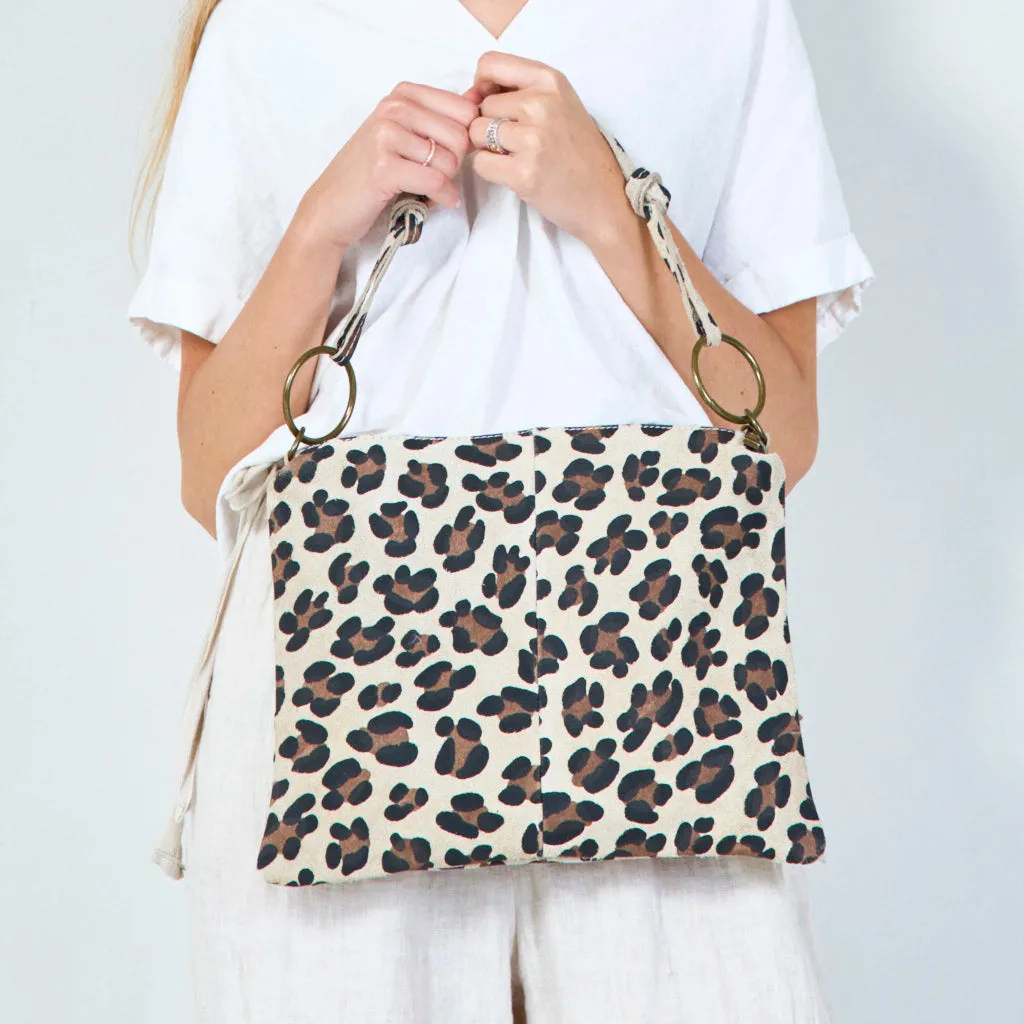 Animalier print canvas clutch bag wholesale