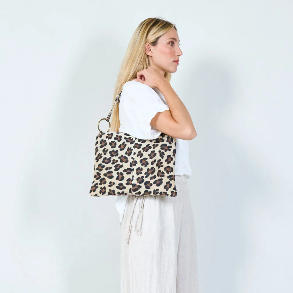 Animalier print canvas clutch bag wholesale