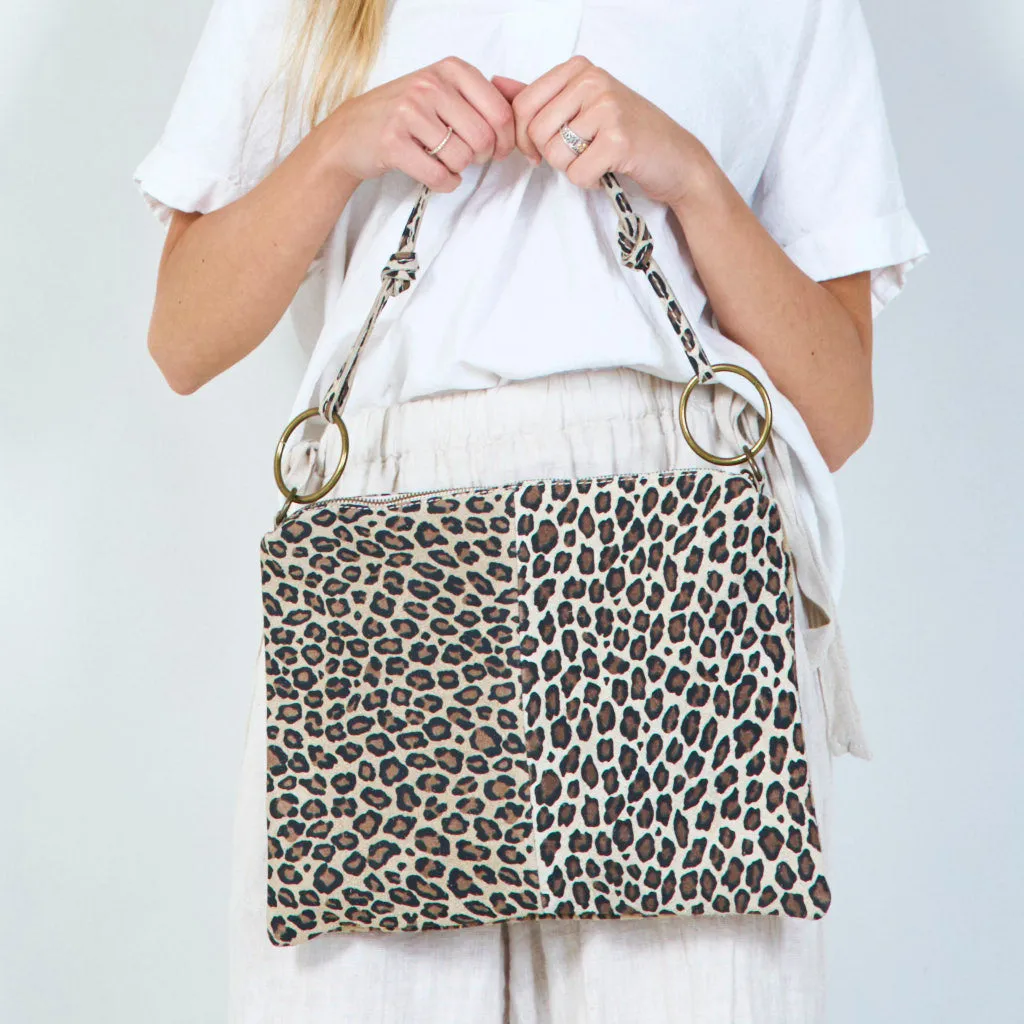 Animalier print canvas clutch bag wholesale