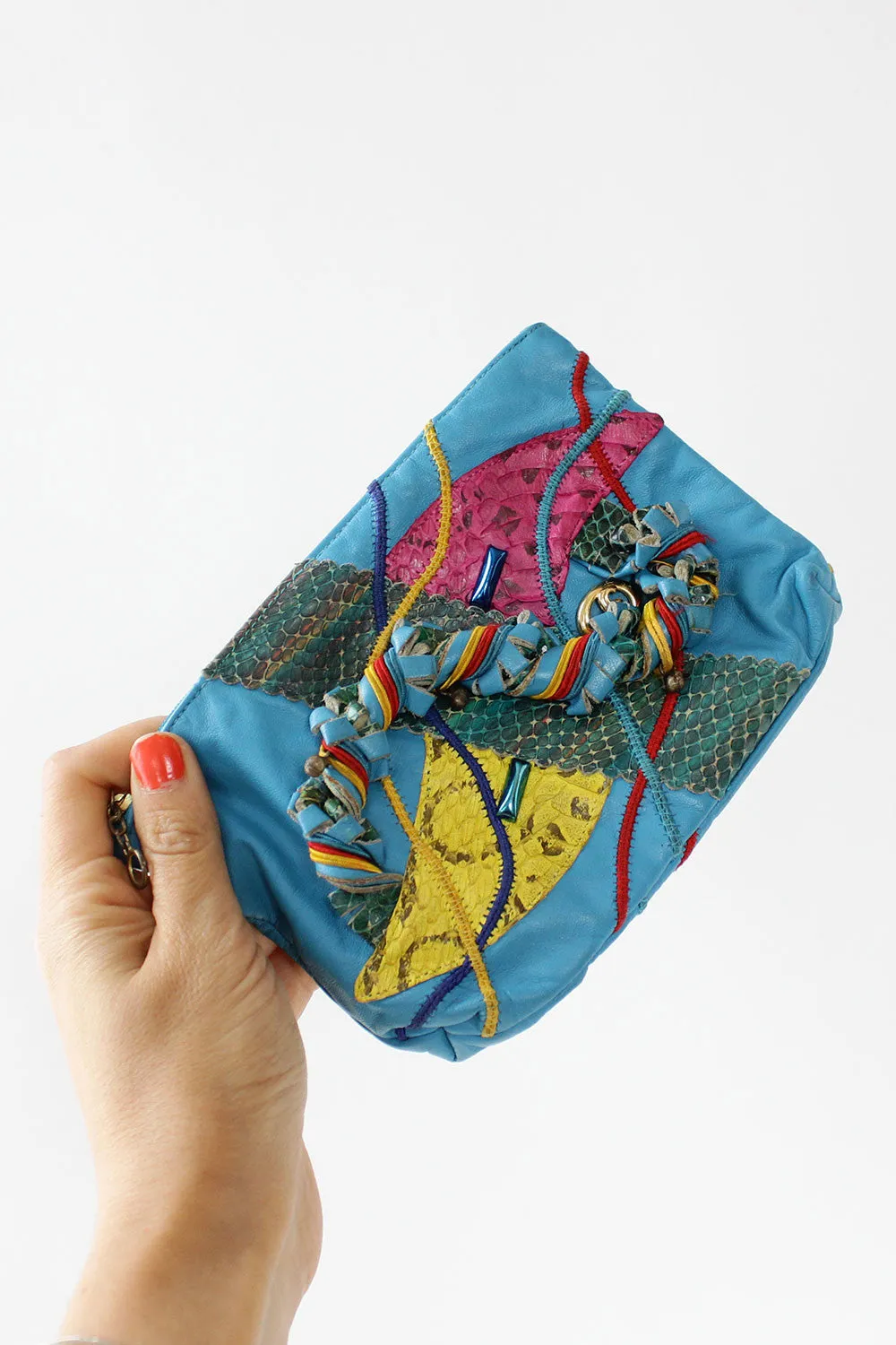 Aqua Mixed Media Pouch