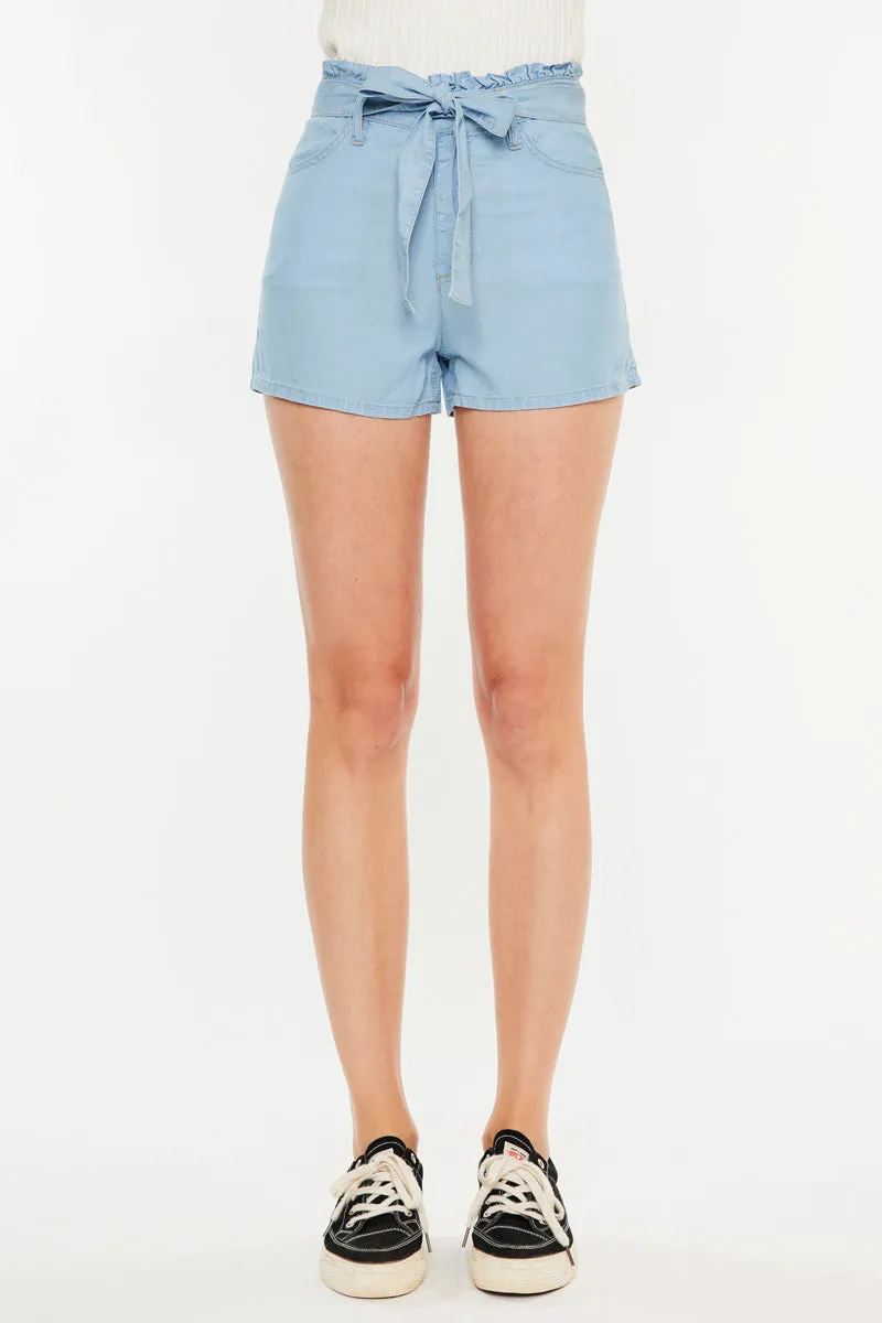 Asher Ultra High Rise Belted Paper-Bag Shorts