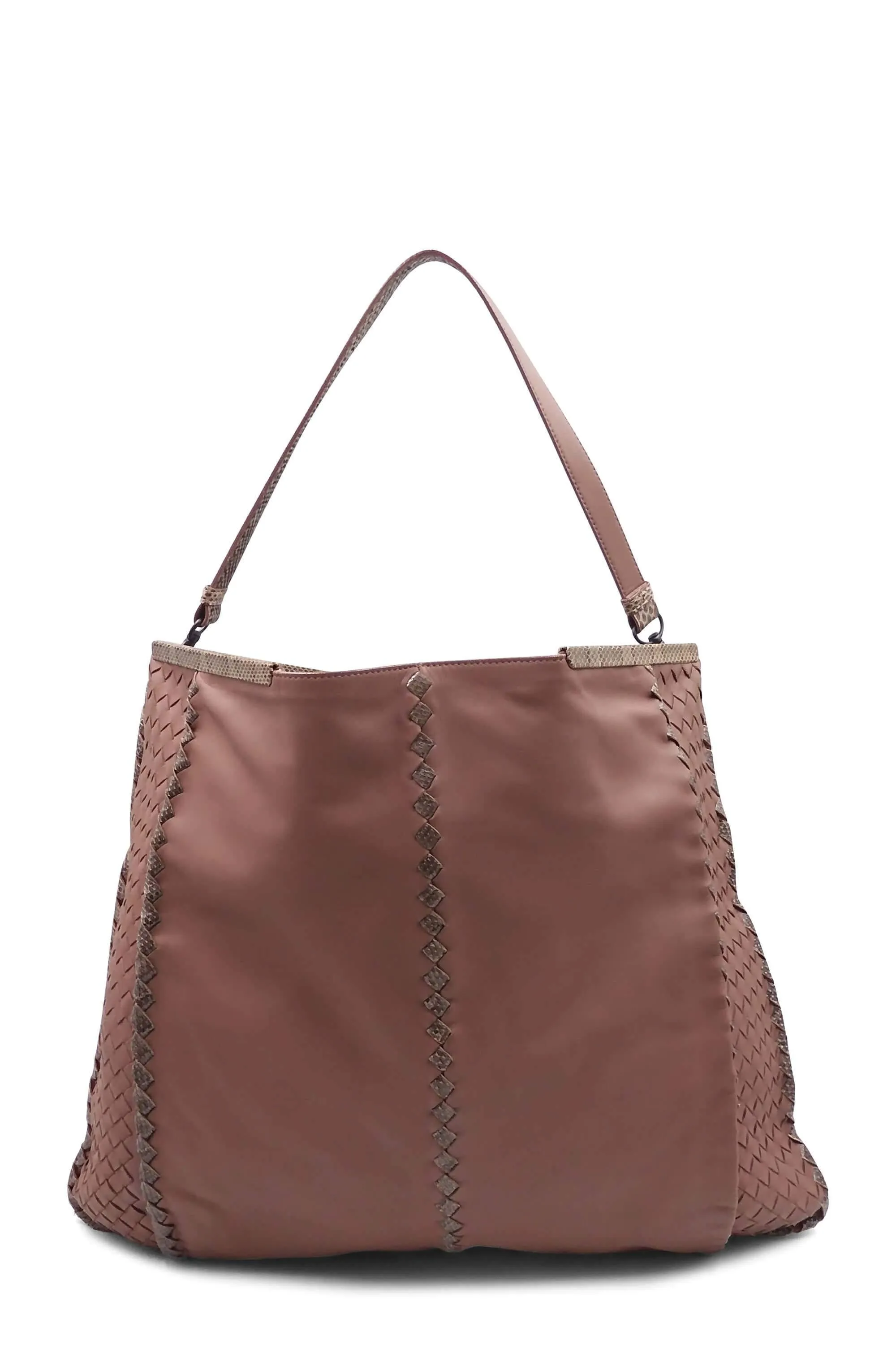 Ayers-Trimmed Intrecciato Tote Rosy Brown