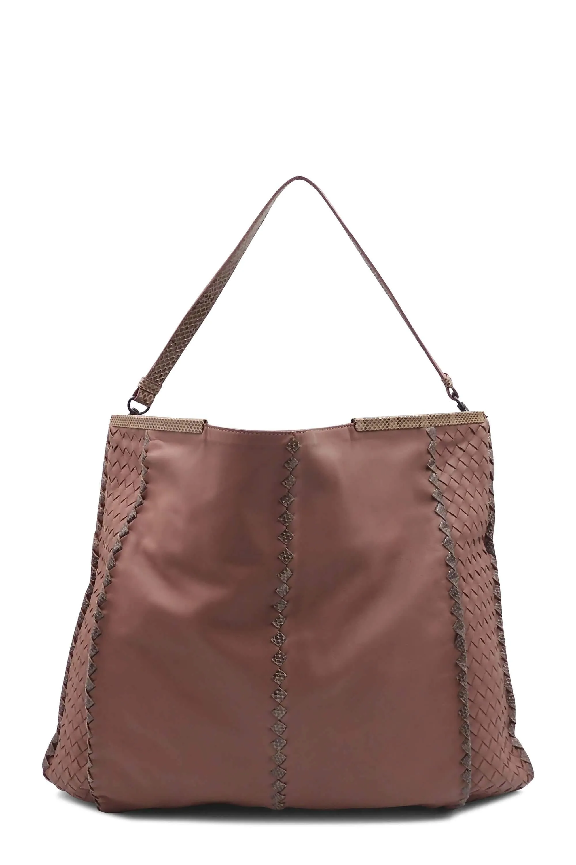 Ayers-Trimmed Intrecciato Tote Rosy Brown