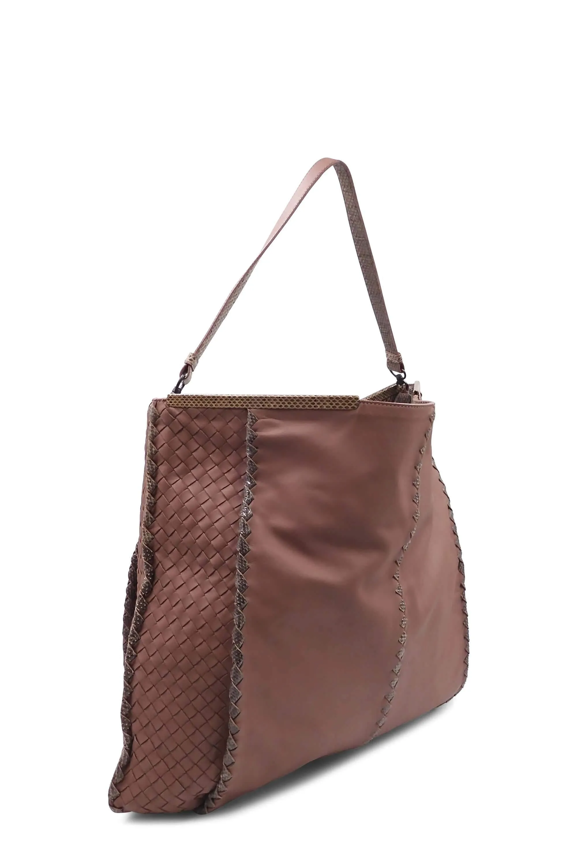 Ayers-Trimmed Intrecciato Tote Rosy Brown