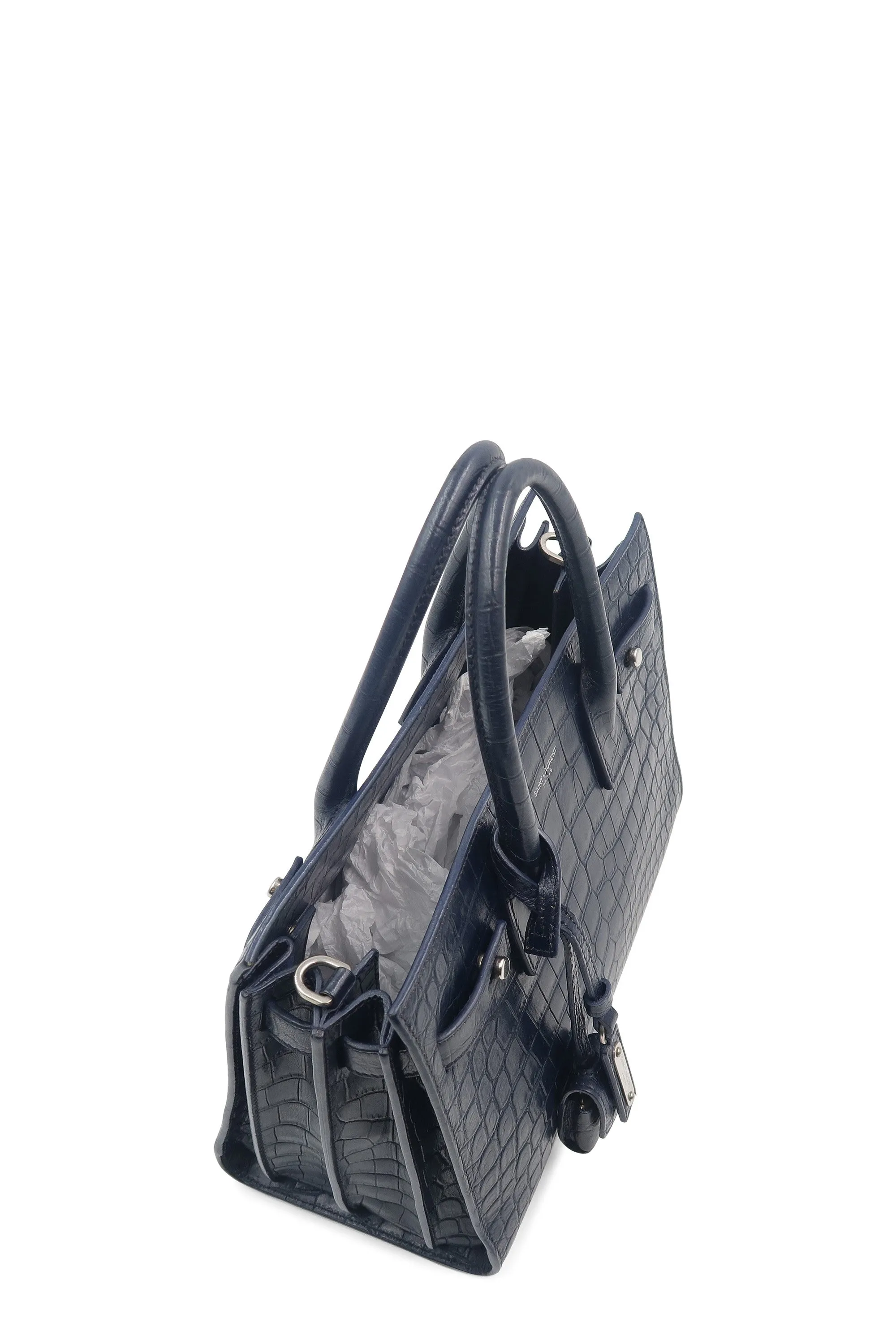 Baby Sac De Jour Souple Crocodile Embossed Navy