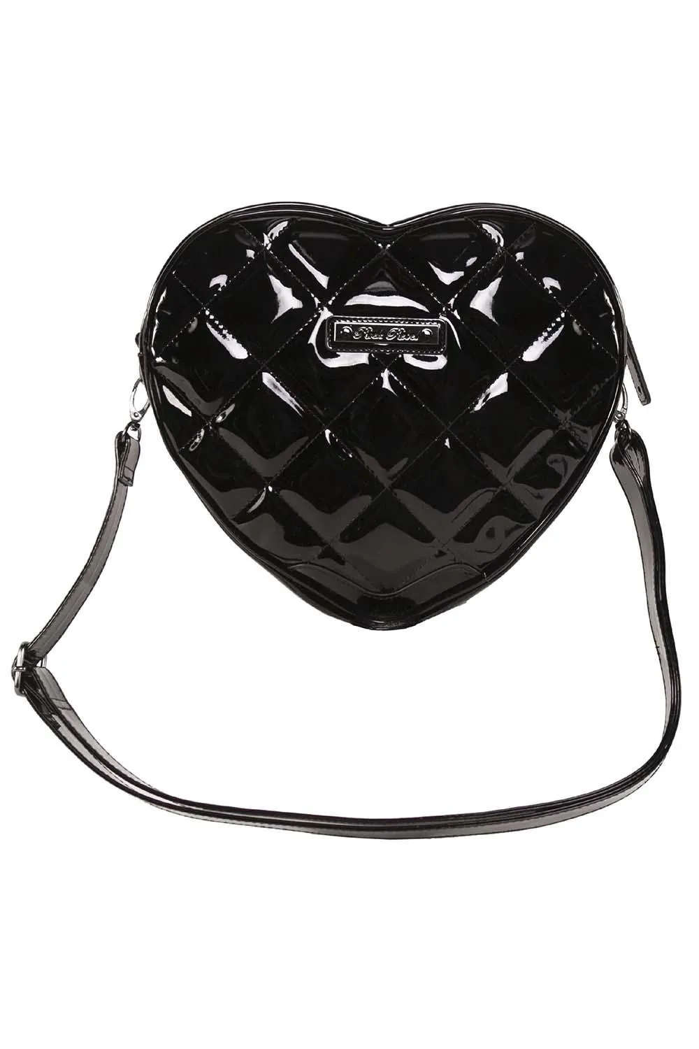 Bat Studded Quilted Heart Shoulder Bag [BLACK]