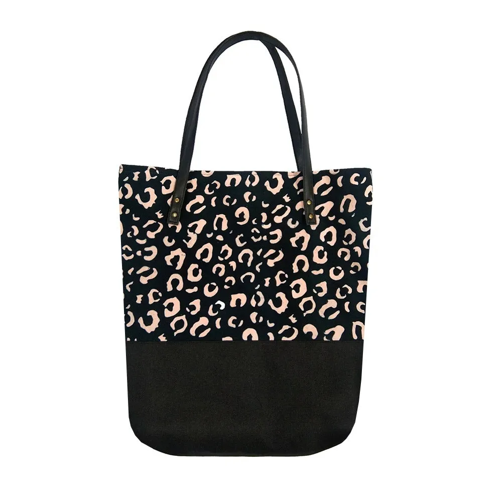 Batik Tote Bag (Canvas base) - Black Leopard