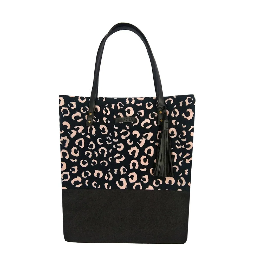 Batik Tote Bag (Canvas base) - Black Leopard