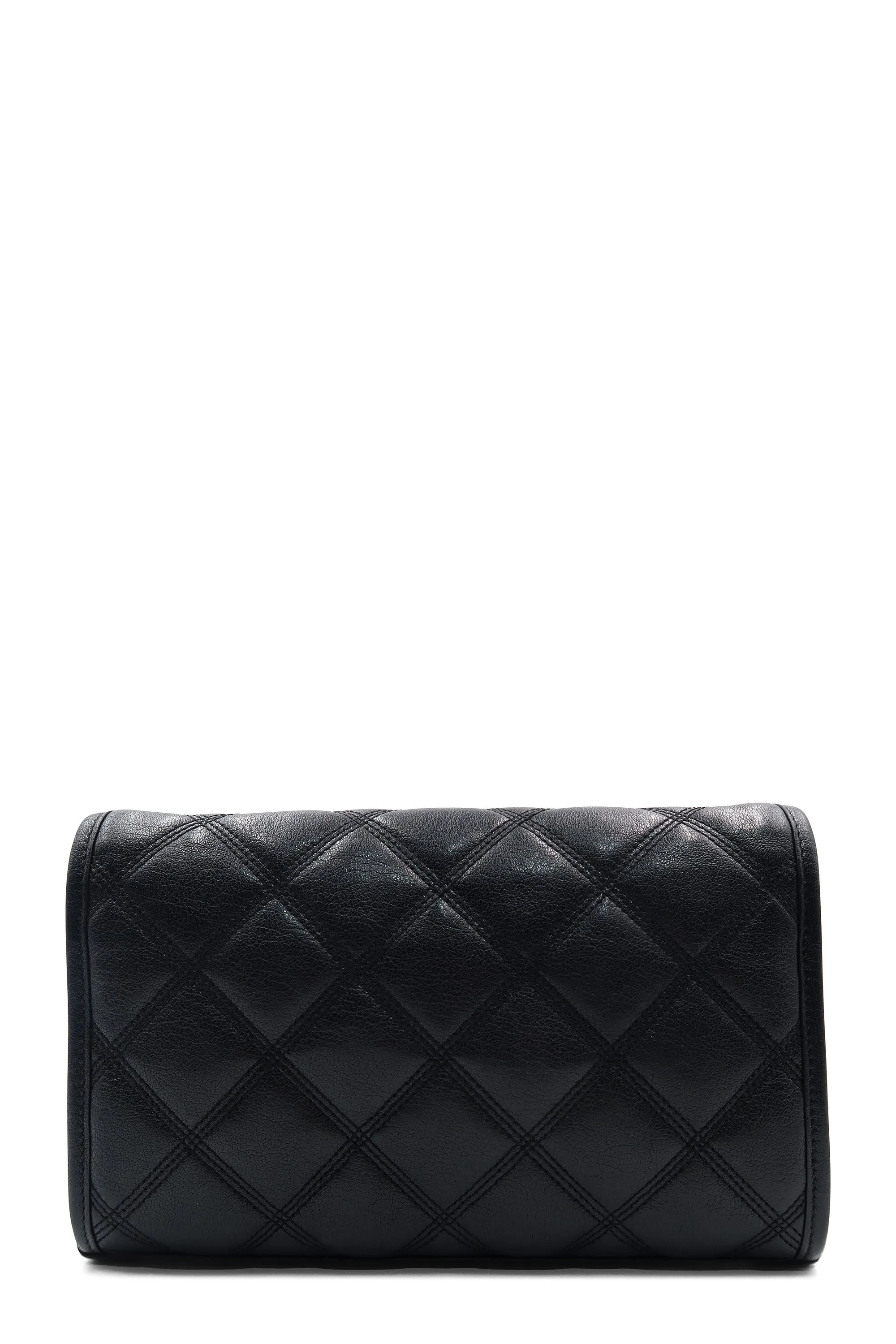 Becky Diamond-Quilted Chain Wallet Black