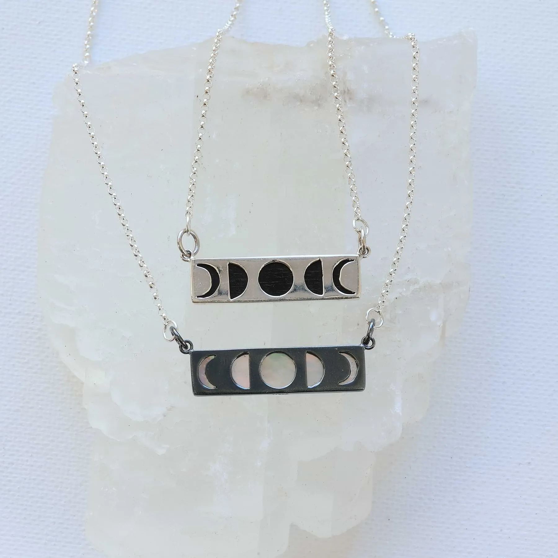 Bella Luna - Moon Phases Silver Bar Necklace