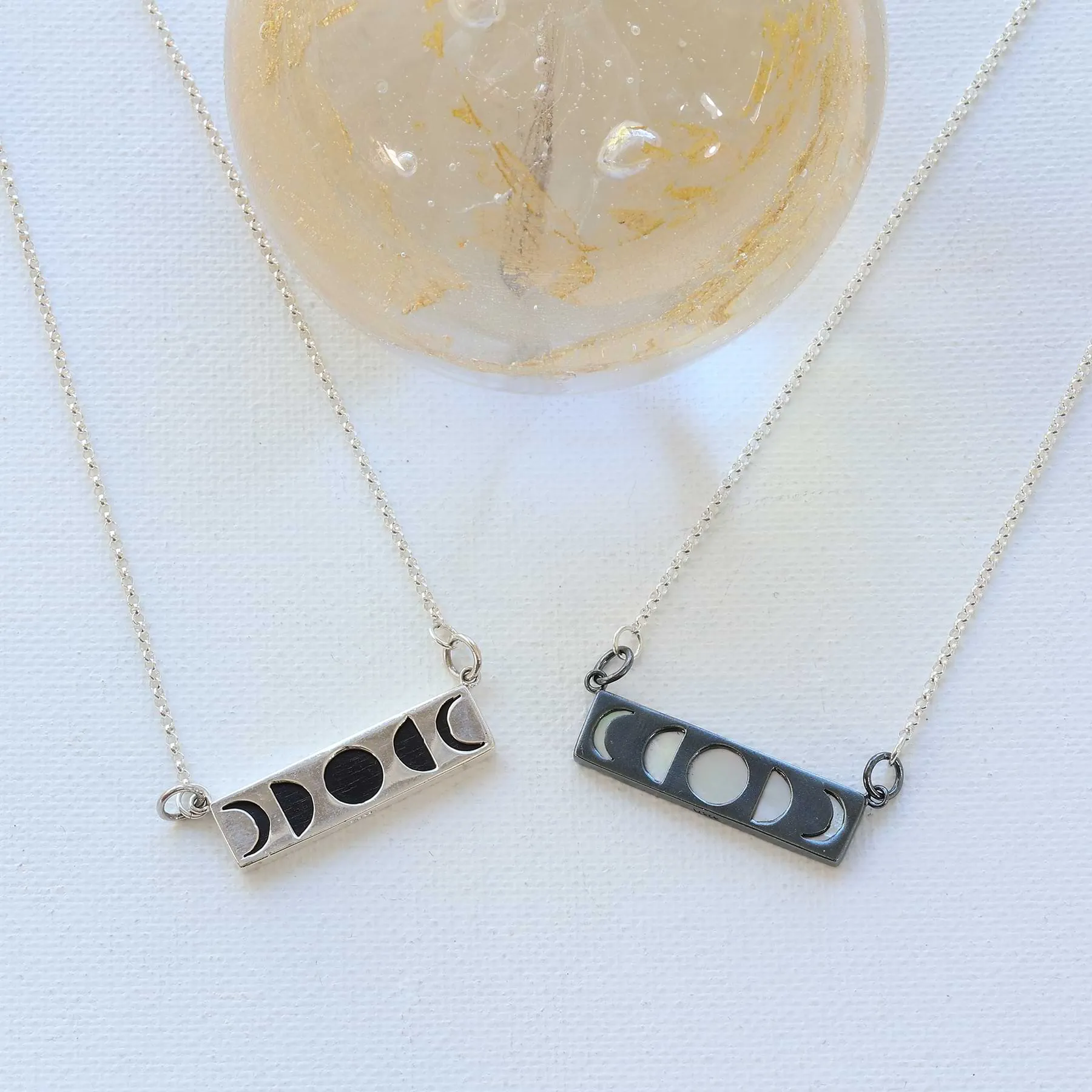 Bella Luna - Moon Phases Silver Bar Necklace