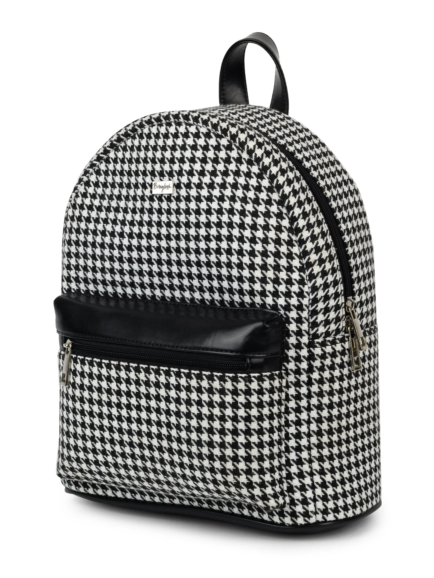 Berrylush Women Black Checkered Casual Backpack