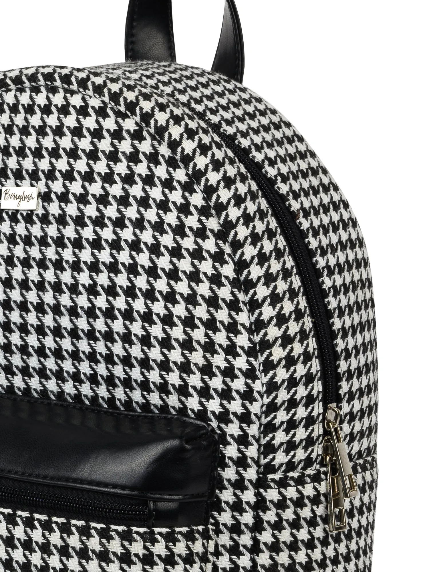 Berrylush Women Black Checkered Casual Backpack