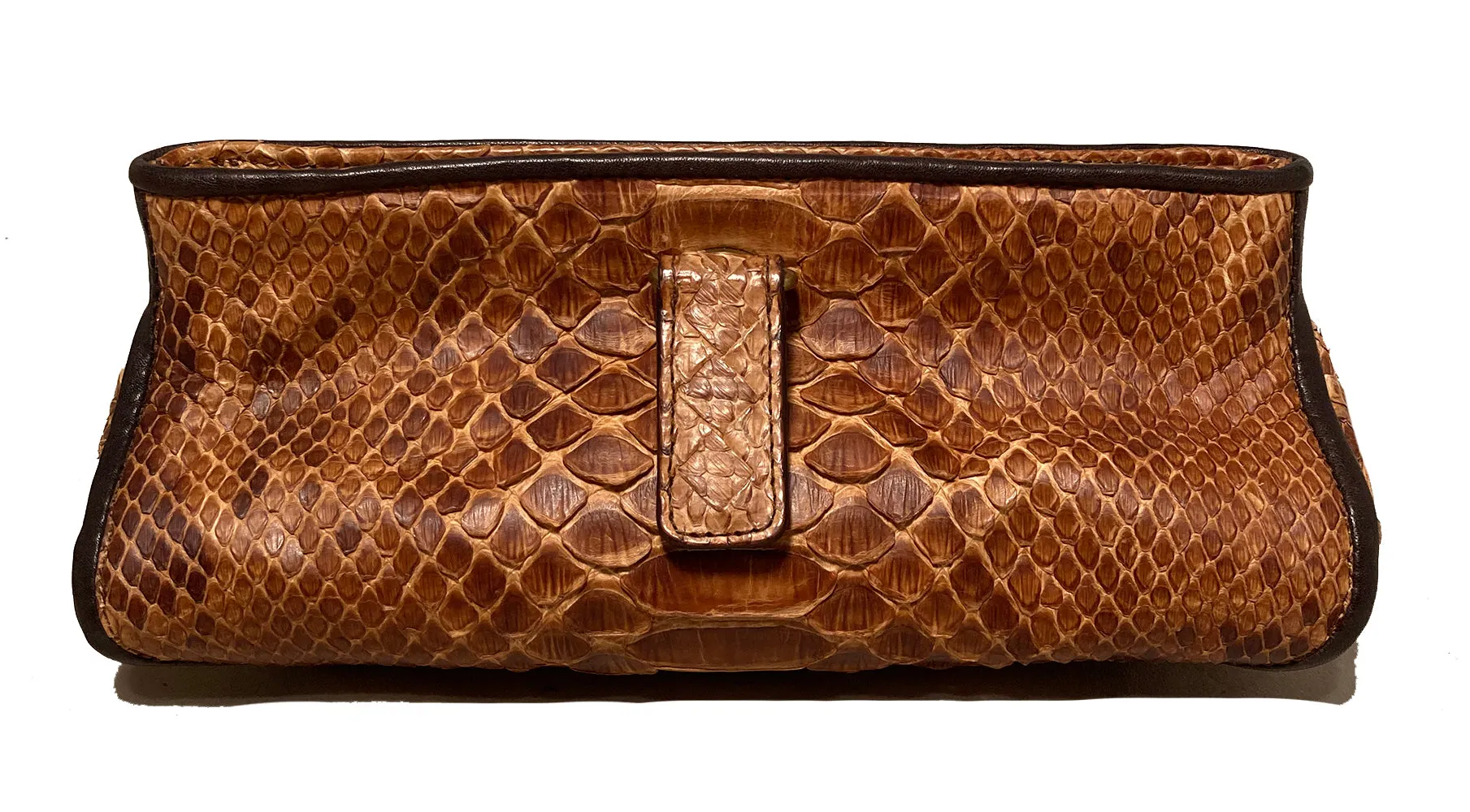 Bottega Veneta Tan Snakeskin Clutch