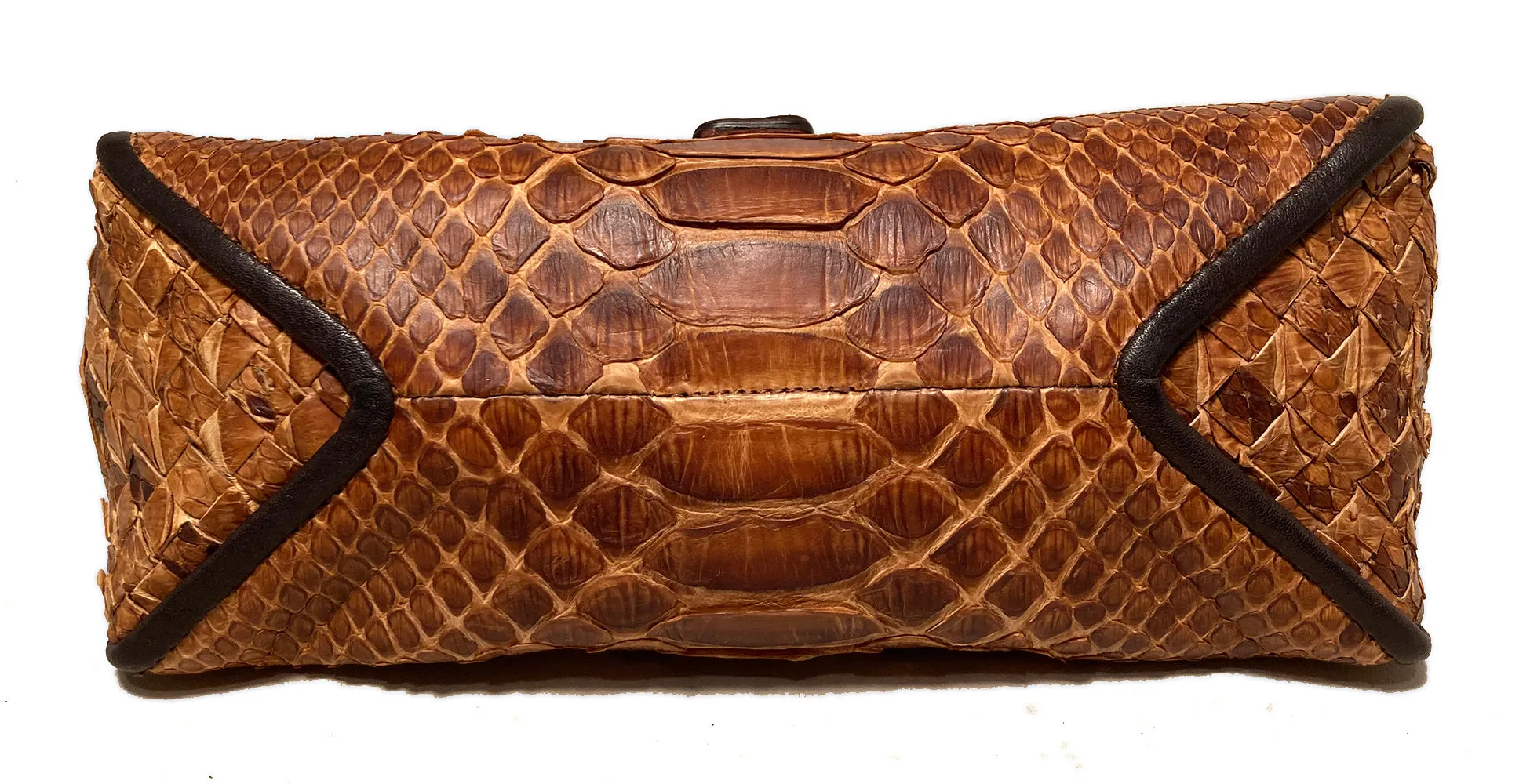 Bottega Veneta Tan Snakeskin Clutch