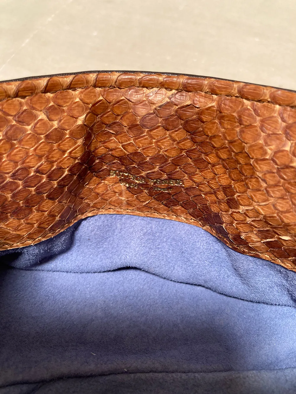 Bottega Veneta Tan Snakeskin Clutch