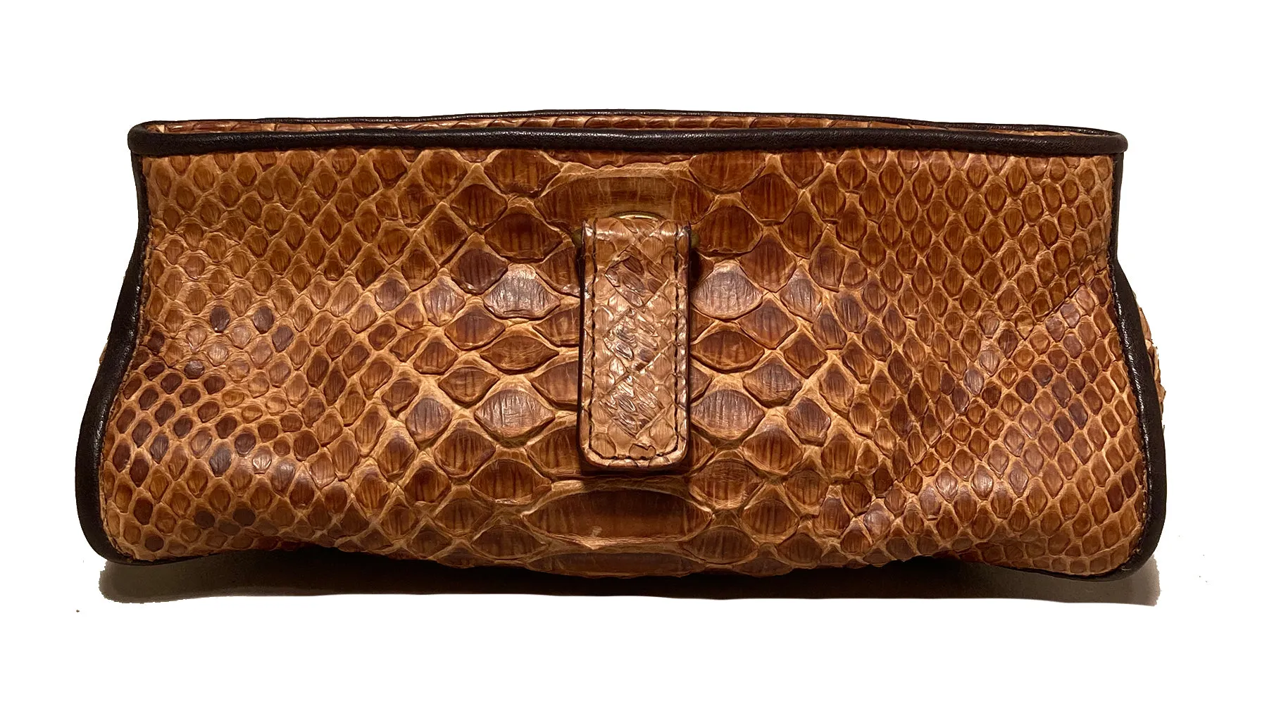 Bottega Veneta Tan Snakeskin Clutch