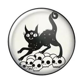 Cat On Skulls, 1-Inch Pin Button