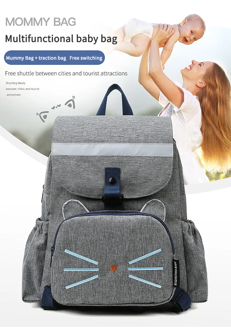 Cat Travel Backpack with Deattachable Kid Bag 2294