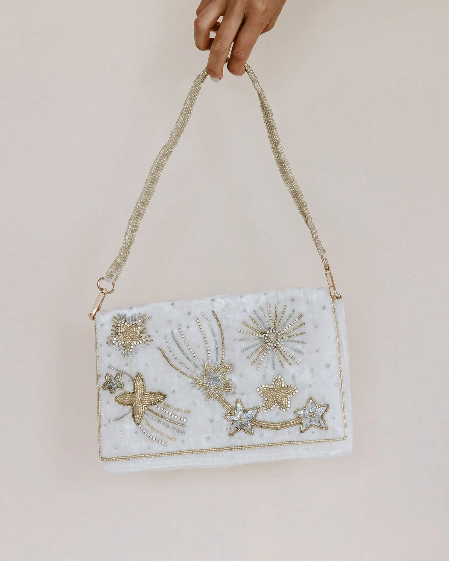 CELESTIAL - IVORY AND GOLD STAR WEDDING CLUTCH