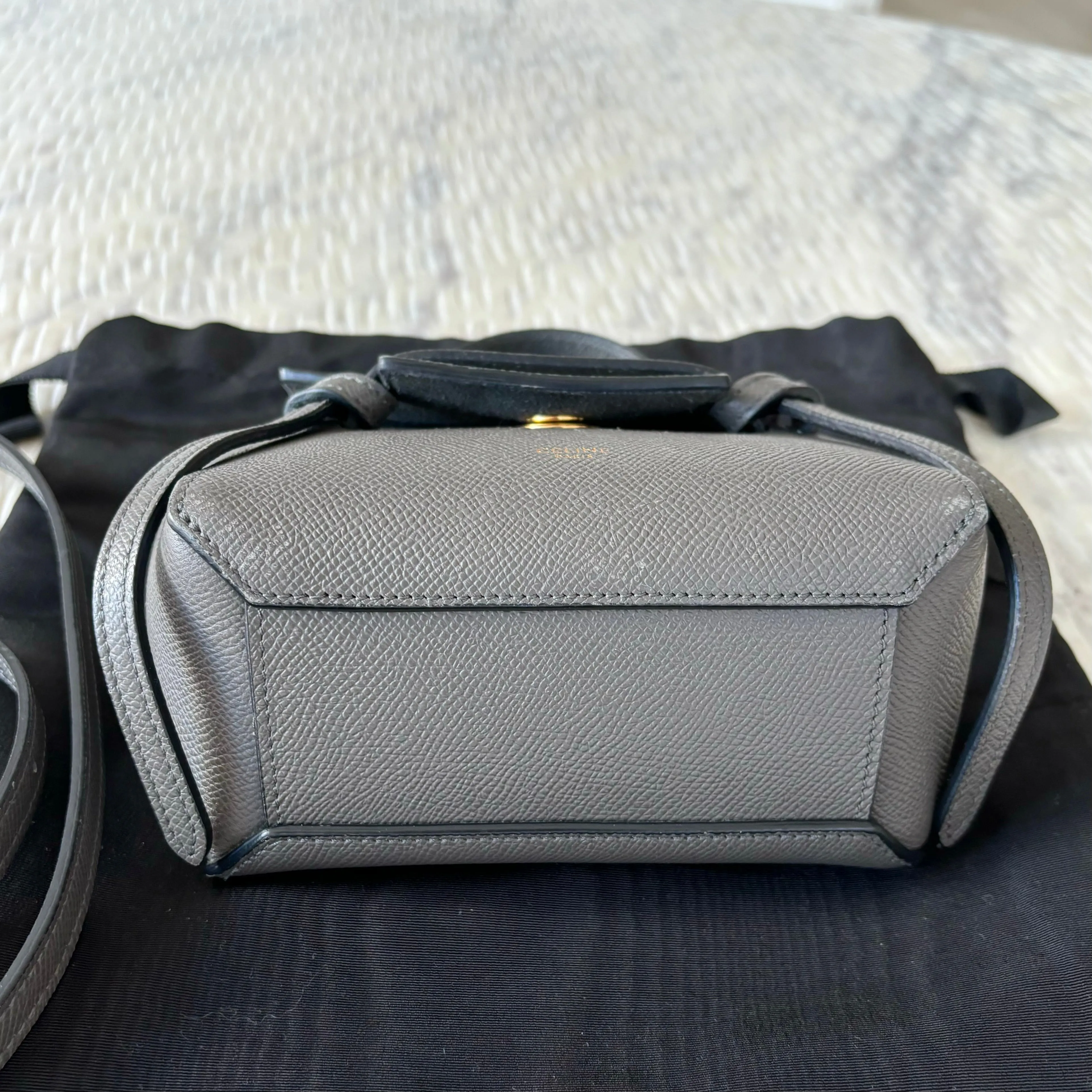 Celine Pico Belt Bag Grey Grained Calfskin