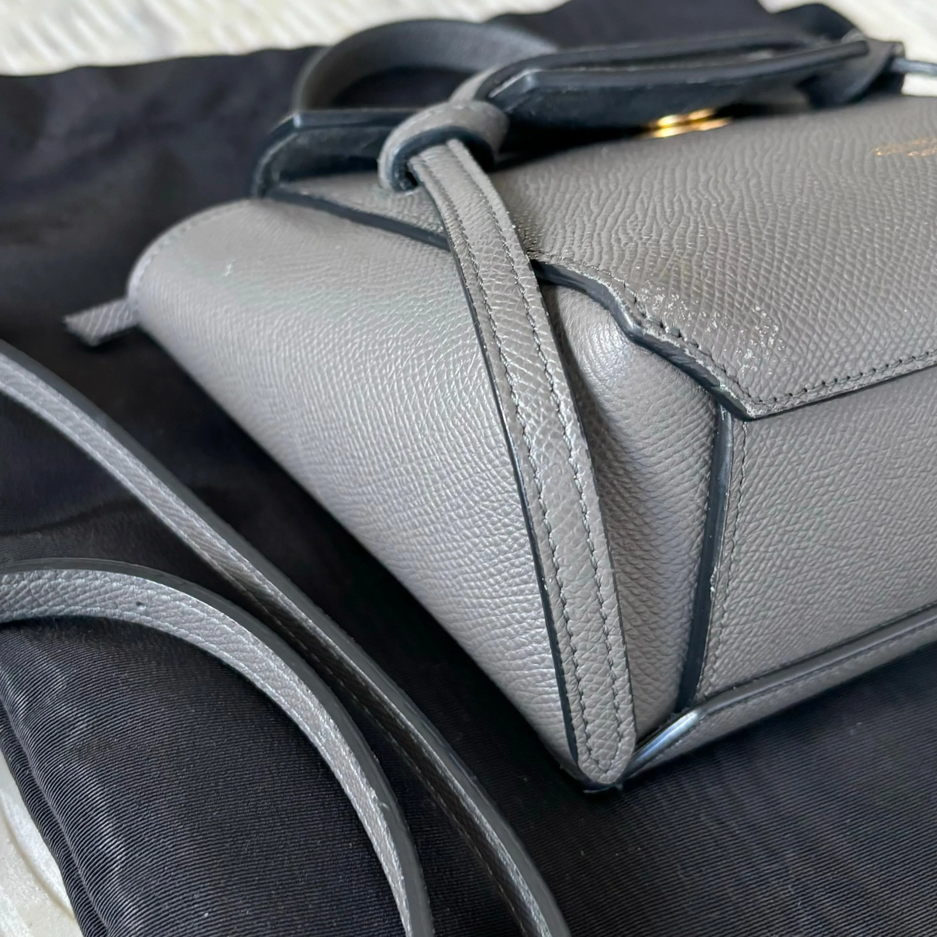 Celine Pico Belt Bag Grey Grained Calfskin