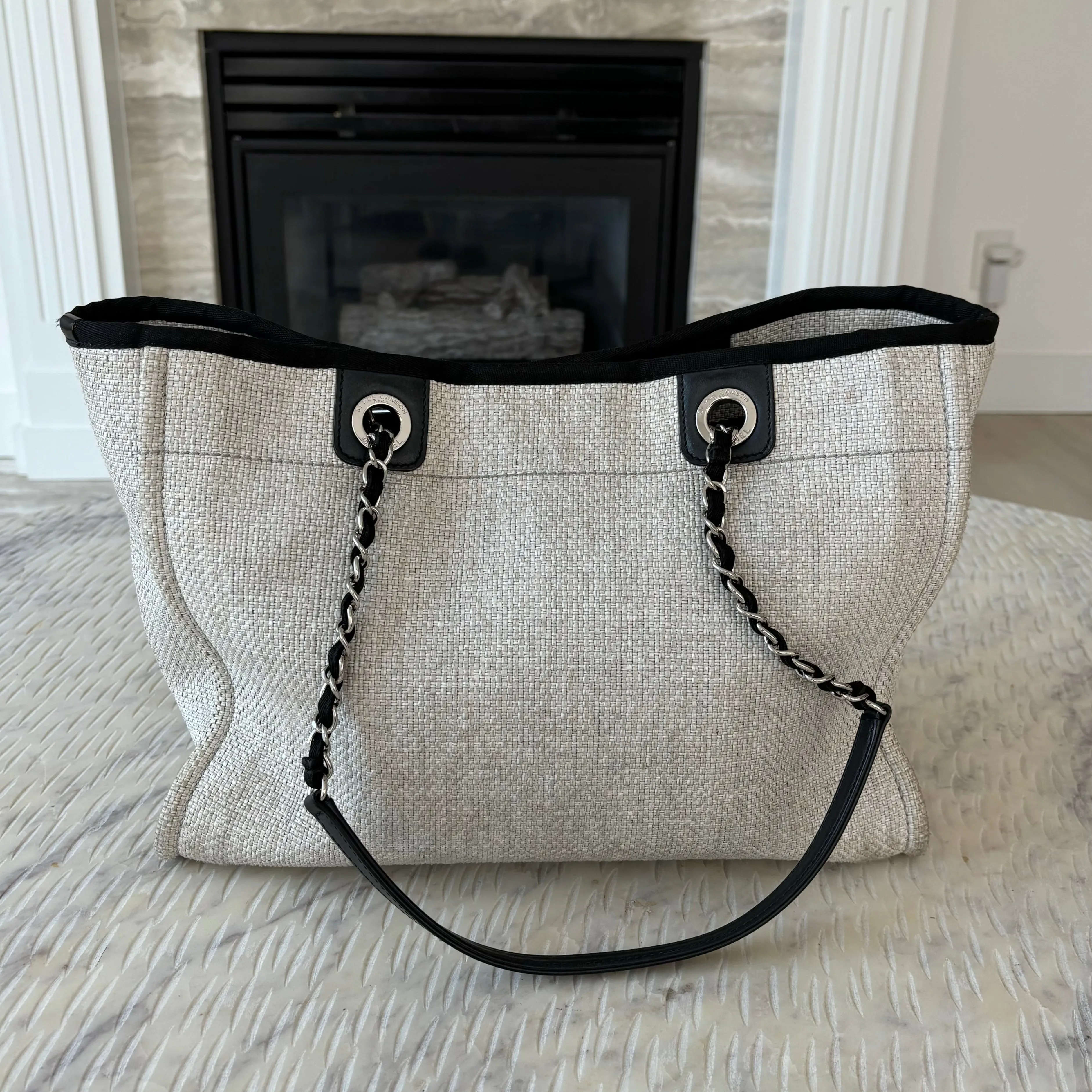 Chanel Deauville Small Grey Black Tote Bag