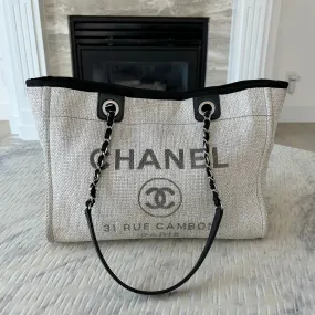 Chanel Deauville Small Grey Black Tote Bag