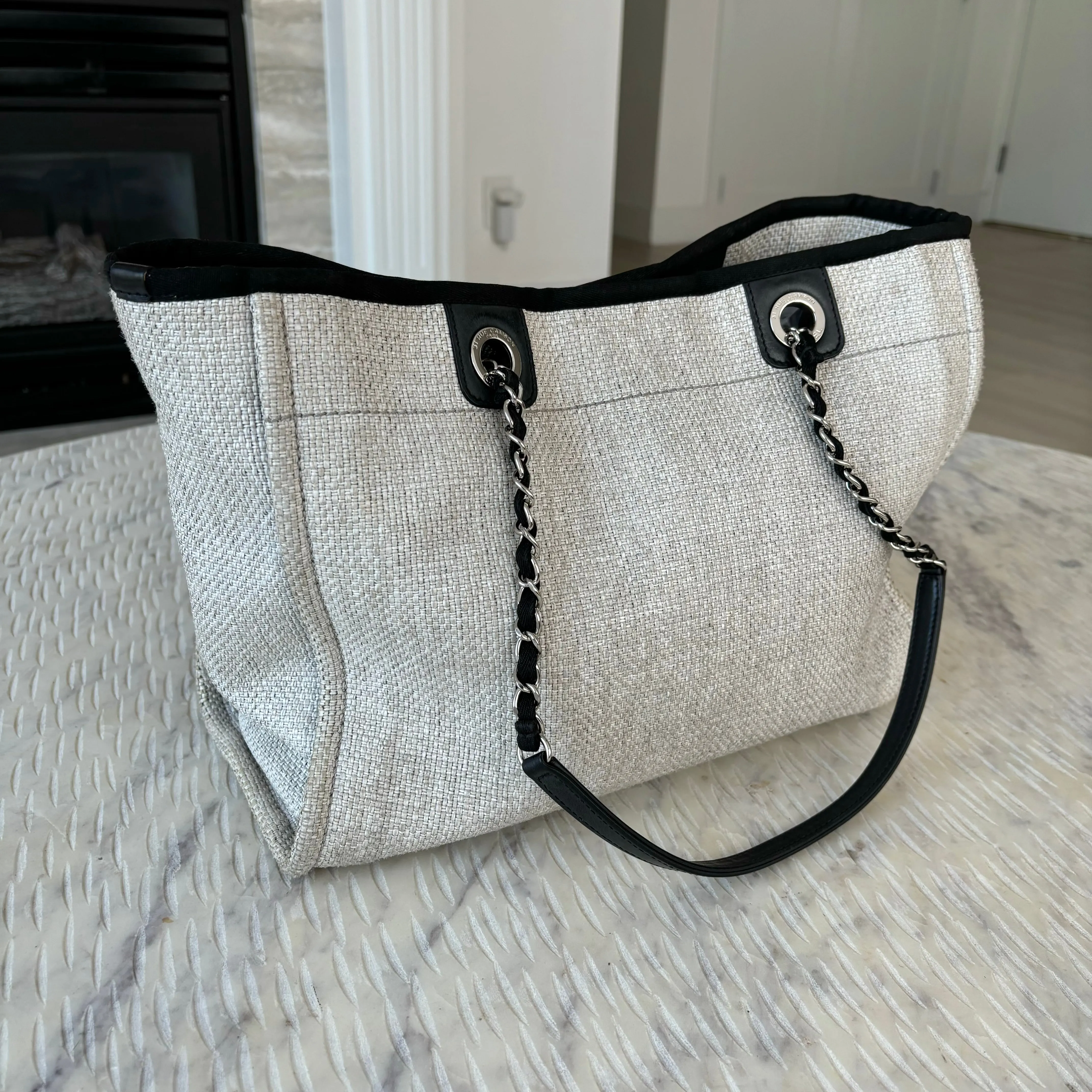 Chanel Deauville Small Grey Black Tote Bag