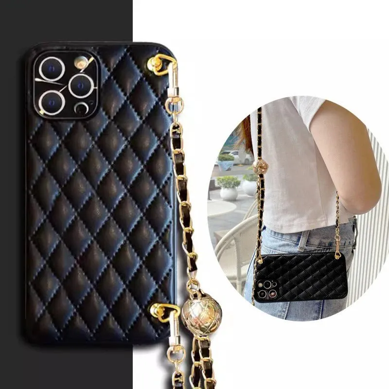 Chanel Inspired Phone Case with lanyard chain