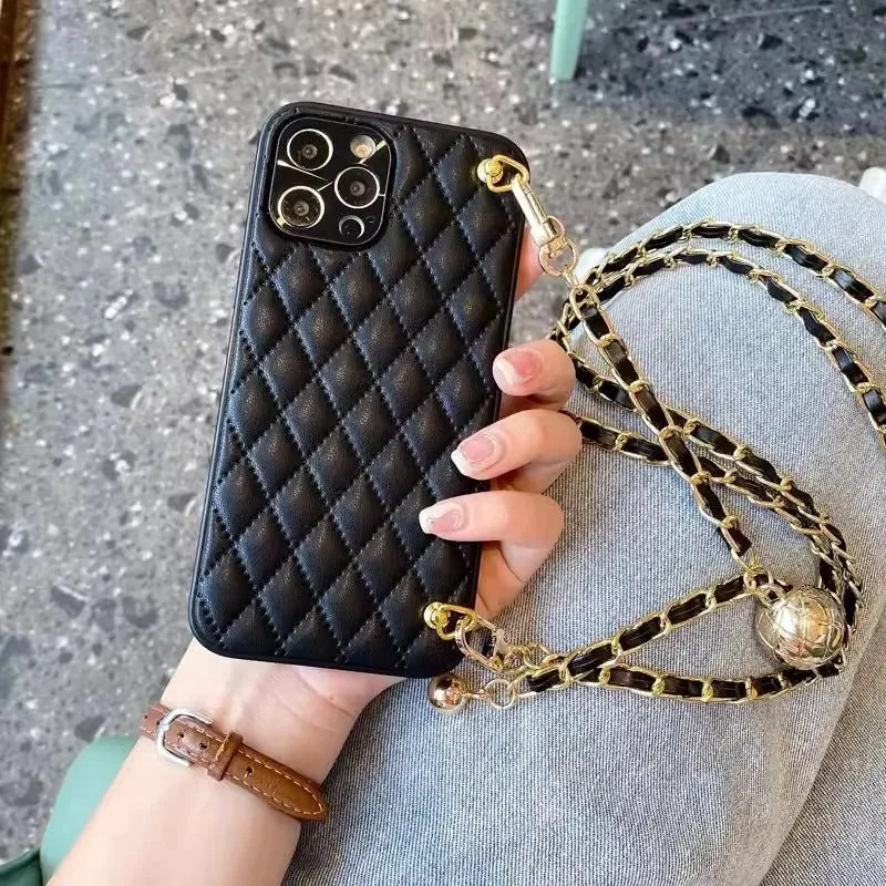 Chanel Inspired Phone Case with lanyard chain