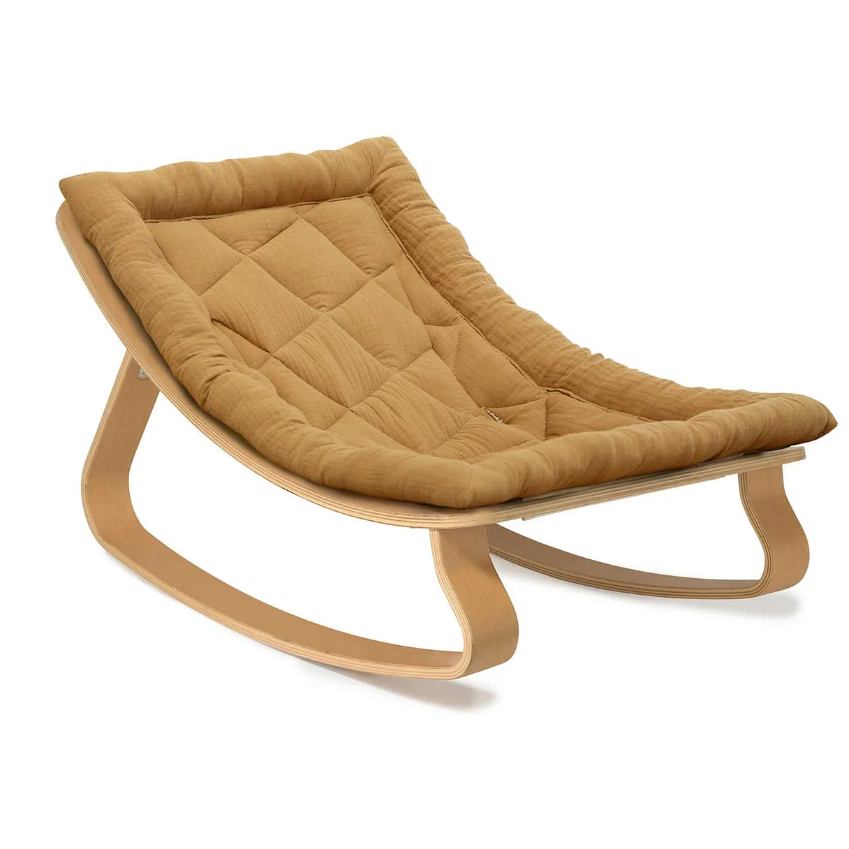 Charlie Crane Levo Baby Rocker in Beech with Camel Cushion