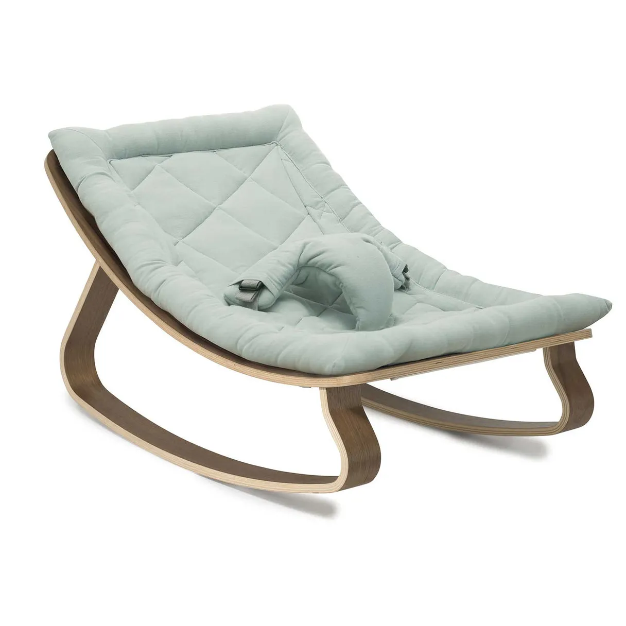 Charlie Crane Levo Baby Rocker in Walnut with Farrow Cushion