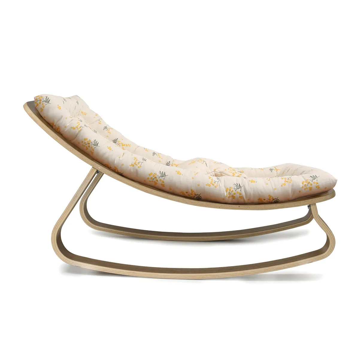 Charlie Crane Levo Baby Rocker in Walnut with Mimosa Cushion