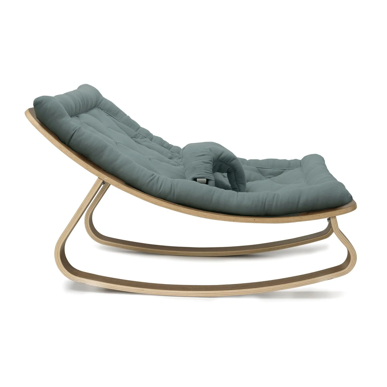 Charlie Crane Levo Baby Rocker in Walnut with Orage Cushion