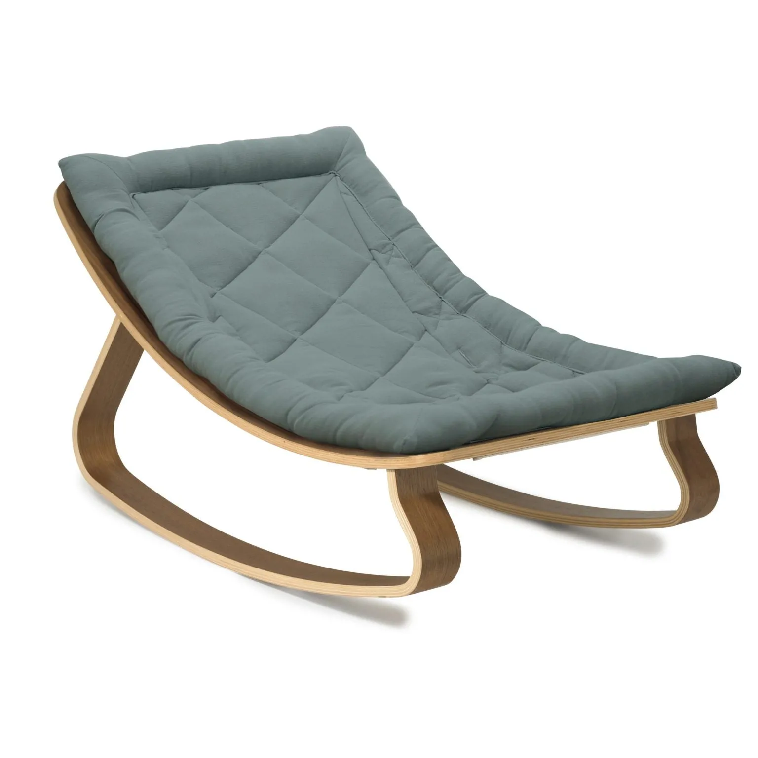 Charlie Crane Levo Baby Rocker in Walnut with Orage Cushion