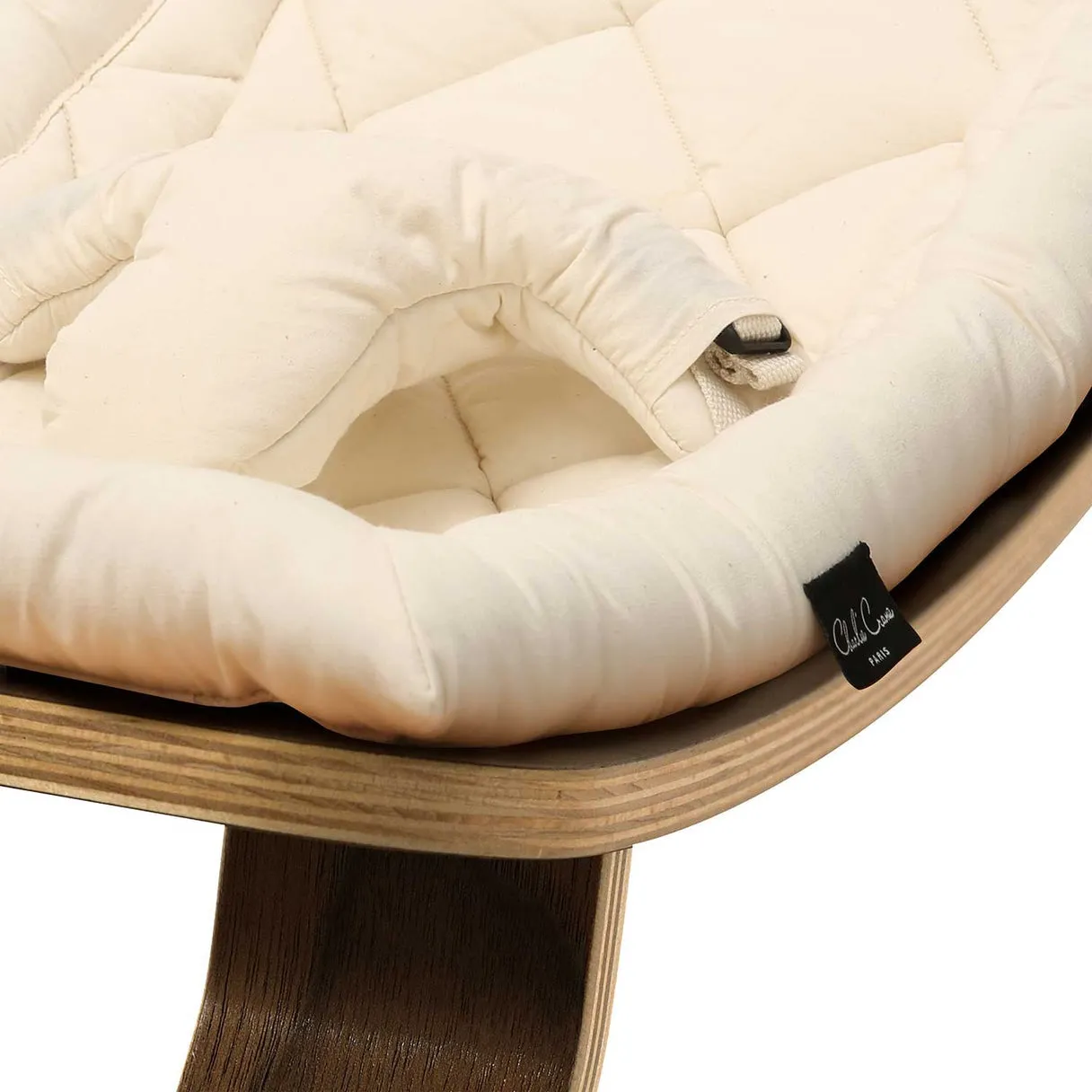 Charlie Crane Levo Baby Rocker in Walnut with Organic White Cushion