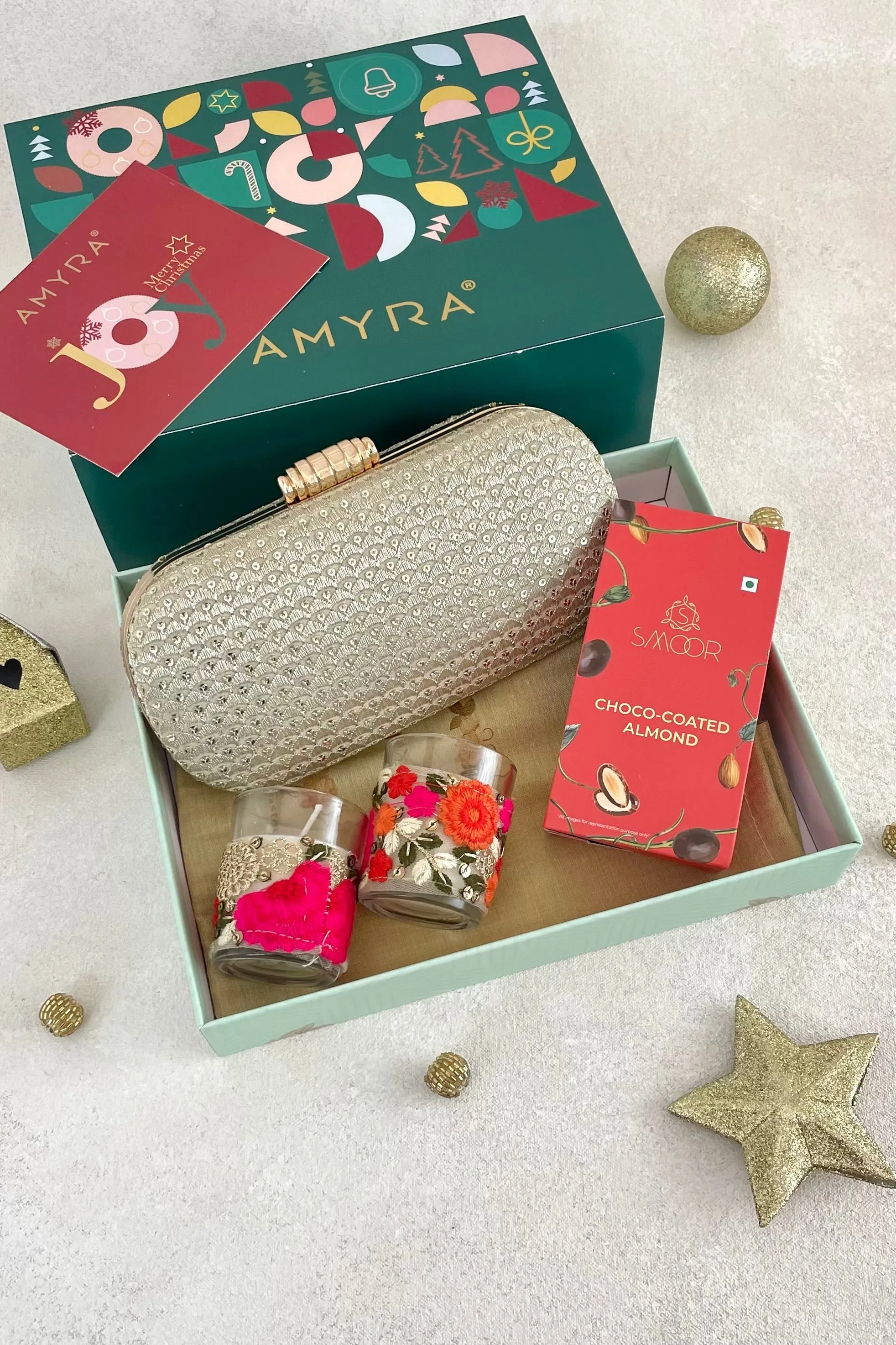 Christmas Hamper - Champagne Clutch - Floral Candle & Gourmet Box