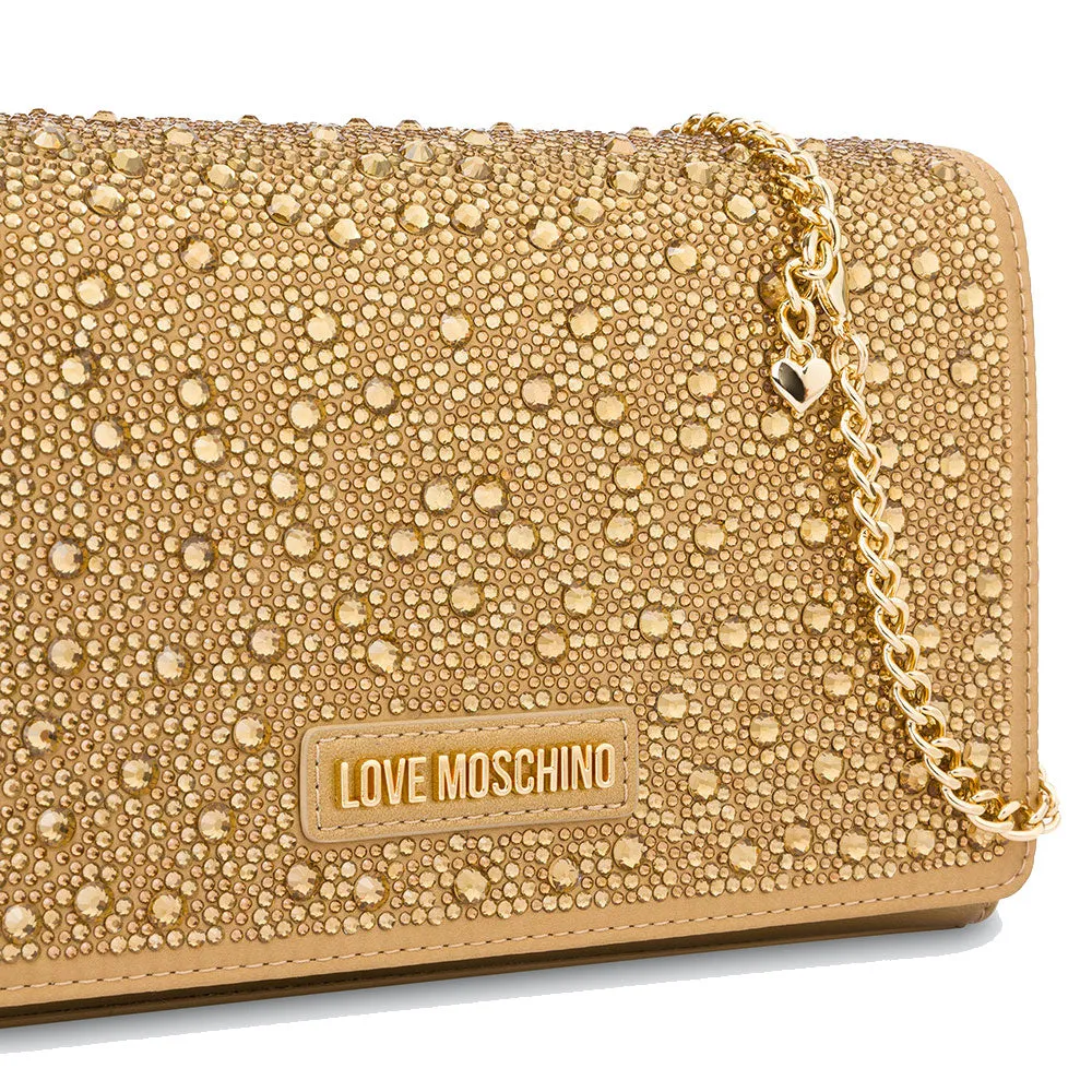 Clutch Donna con Strass LOVE MOSCHINO linea Gift Capsule color Oro