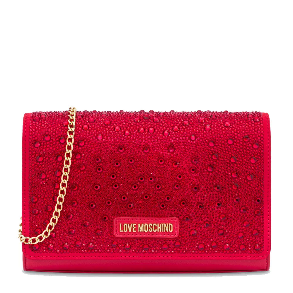 Clutch Donna con Strass LOVE MOSCHINO linea Gift Capsule colore Rosso