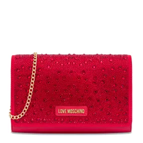 Clutch Donna con Strass LOVE MOSCHINO linea Gift Capsule colore Rosso